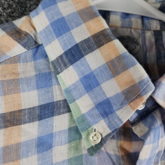 Brooks Brothers All Linen Button Up Short Sleeve Small Regent Colorful Check Men - Picture 10 of 12